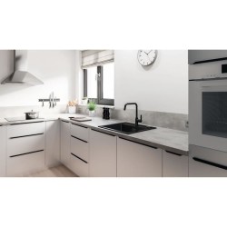 Robinet de cuisine - Mitigeur monocommande évier - Noir mat - Bec hau