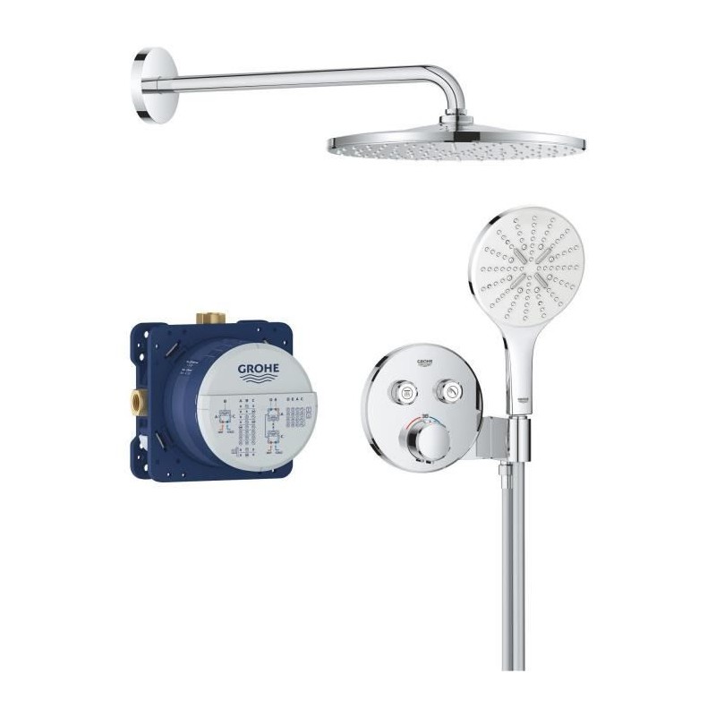 Ensemble de douche encastré - Tous les types de jets - Mitigeur therm