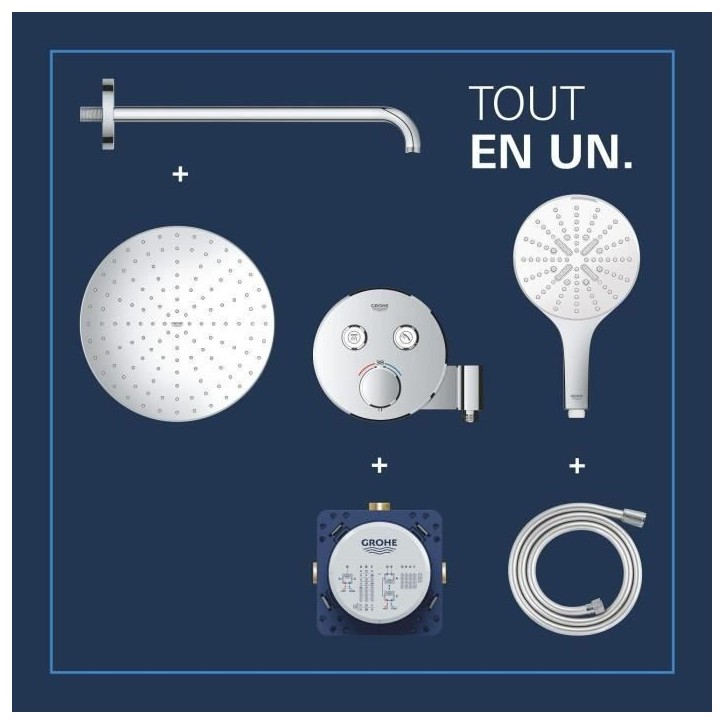 Ensemble de douche encastré - Tous les types de jets - Mitigeur thermostatique - GROHE - 34877000 - Gris Ensemble de douche encastré - Tous les types de jets - Mitigeur thermostatique - GROHE - 34877000 - Gris