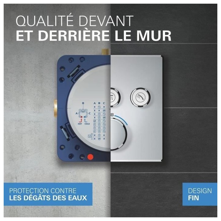 Ensemble de douche encastré - Tous les types de jets - Mitigeur thermostatique - GROHE - 34877000 - Gris Ensemble de douche encastré - Tous les types de jets - Mitigeur thermostatique - GROHE - 34877000 - Gris