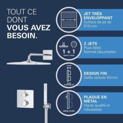 Ensemble de douche encastré - 1 jet - Mitigeur thermostatique - GROHE