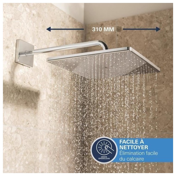 Ensemble de douche encastré - 1 jet - Mitigeur thermostatique - GROHE - 34881000 - Gris