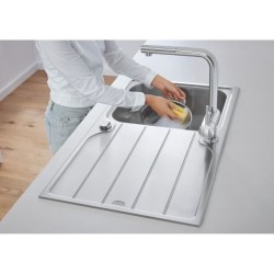 GROHE Mitigeur évier Minta 32168000 - Douchette extractible - Bec L -