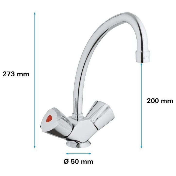 Mélangeur Evier - GROHE - Costa Trend - Bec haut - Chromé - Garantie 5 ans