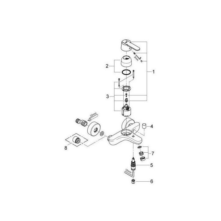 Mitigeur monocommande bain douche - GROHE - Get - Montage mural - Raccord fileté - Rosaces métal Mitigeur monocommande bain douche - GROHE - Get - Montage mural - Raccord fileté - Rosaces métal