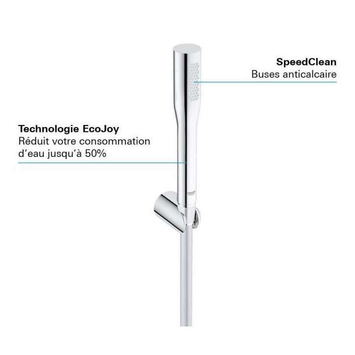 Pommeau de douche GROHE Vitalio Get Stick - 1 jet - technologie anti-brûlure et économie d'eau - chromé Pommeau de douche GROHE Vitalio Get Stick - 1 jet - technologie anti-brûlure et économie d'eau - chromé