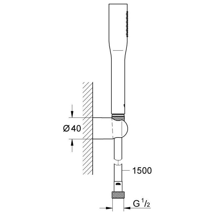 Ensemble de douche - GROHE - Vitalio Get Stick - Economie d'eau - Chrome - Support mural Ensemble de douche - GROHE - Vitalio Get Stick - Economie d'eau - Chrome - Support mural