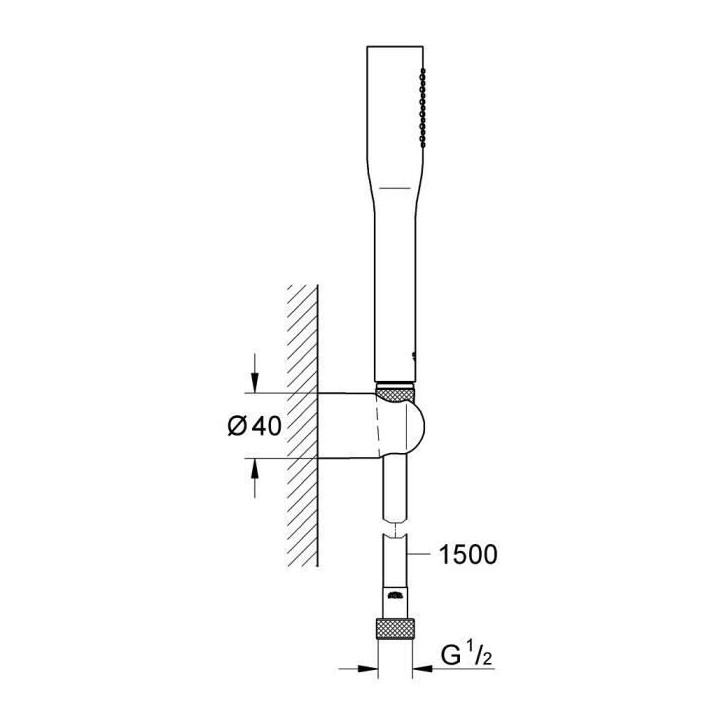 Ensemble de douche - GROHE - Vitalio Get Stick - Economie d'eau - Chrome - Support mural Ensemble de douche - GROHE - Vitalio Get Stick - Economie d'eau - Chrome - Support mural