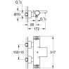 GROHE Mitigeur mural thermostatique bain/douche ½ Grohtherm 2000 3417