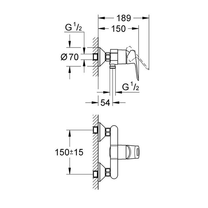 Mitigeur de douche monocommande BAULOOP avec cartouche céramique - GROHE - 23340-000