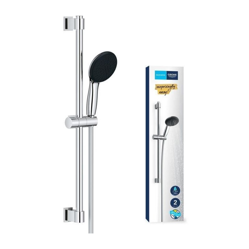 Ensemble de douche avec pommeau 2 jets, barre 60cm et flexible 1,75m - Ensemble de douche avec pommeau 2 jets, barre 60cm et flexible 1,75m -