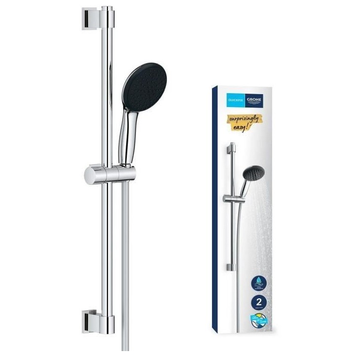 Ensemble de douche avec pommeau 2 jets, barre 60cm et flexible 1,75m - GROHE Vitalio Start 110 27948001 - Economie d'eau - Chrom Ensemble de douche avec pommeau 2 jets, barre 60cm et flexible 1,75m - GROHE Vitalio Start 110 27948001 - Economie d'eau - Chrom