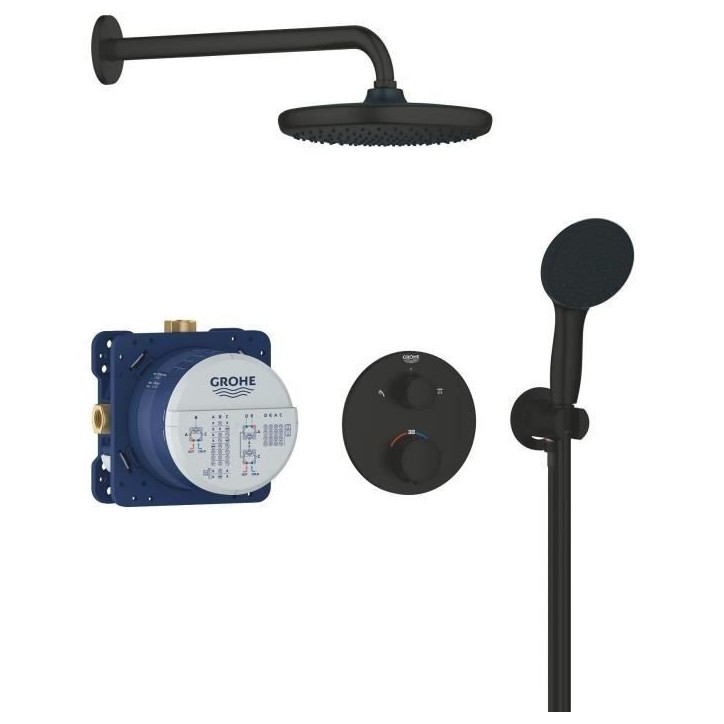 Ensemble de douche encastré - 1 + 2 jets - Mitigeur thermostatique - GROHE - 348832430 - Noir Ensemble de douche encastré - 1 + 2 jets - Mitigeur thermostatique - GROHE - 348832430 - Noir