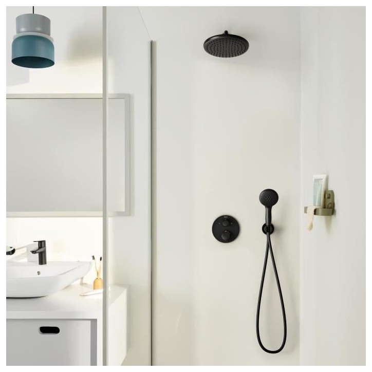 Ensemble de douche encastré - 1 + 2 jets - Mitigeur thermostatique - GROHE - 348832430 - Noir Ensemble de douche encastré - 1 + 2 jets - Mitigeur thermostatique - GROHE - 348832430 - Noir