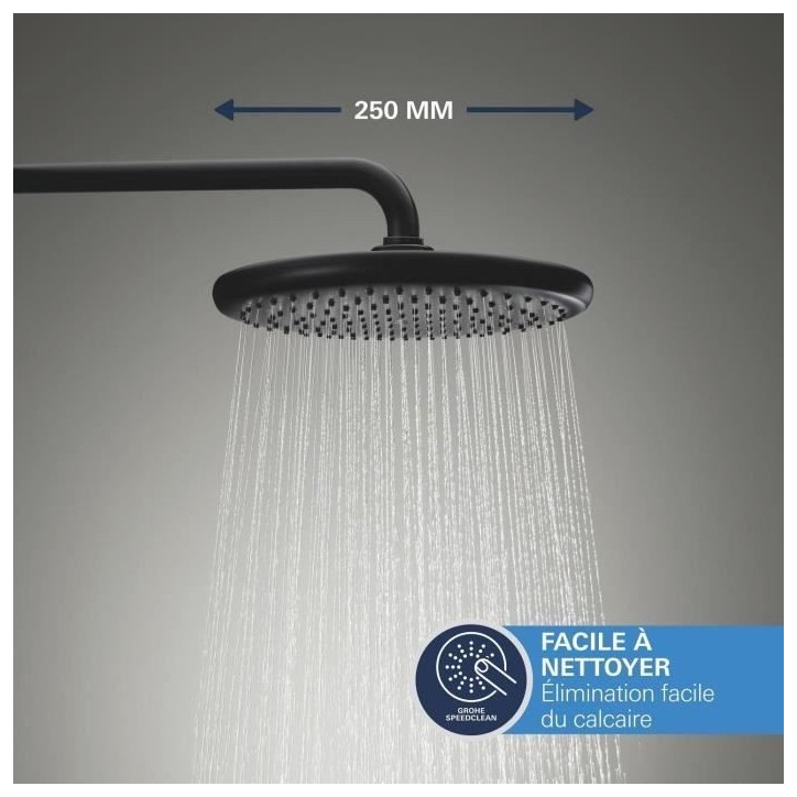 Ensemble de douche encastré - 1 + 2 jets - Mitigeur thermostatique - GROHE - 348832430 - Noir Ensemble de douche encastré - 1 + 2 jets - Mitigeur thermostatique - GROHE - 348832430 - Noir