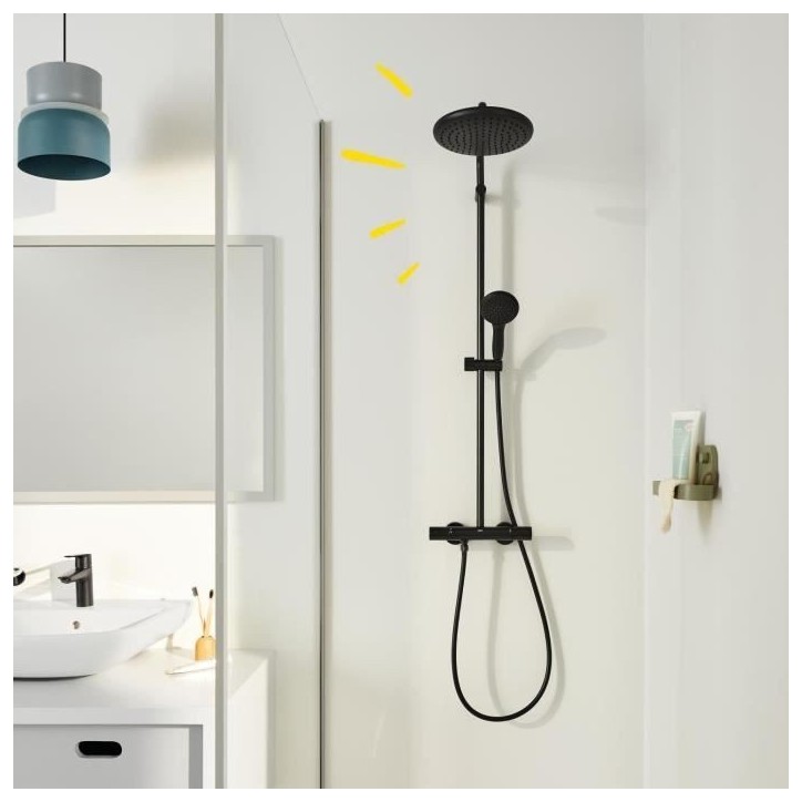 Colonne de douche avec mitigeur thermostatique - Economie d'eau - GROHE Vitalio Start System 250 - Noir Mat - 266772431 Colonne de douche avec mitigeur thermostatique - Economie d'eau - GROHE Vitalio Start System 250 - Noir Mat - 266772431