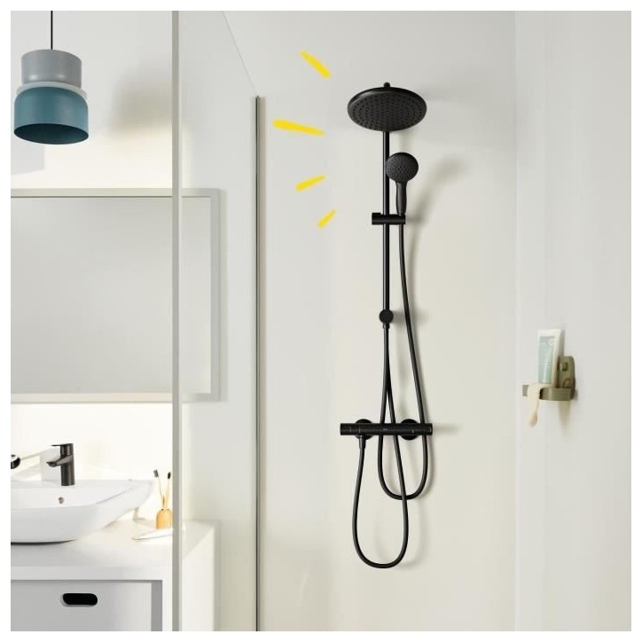 Colonne de douche avec inverseur manuel - Economie d'eau - GROHE Vitalio Start System 250 - Noir Mat - 266802431