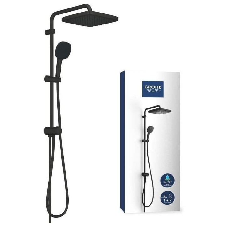 Colonne de douche avec inverseur manuel - Economie d'eau - GROHE Vitalio Comfort 250 - Noir Mat - 266982431 Colonne de douche avec inverseur manuel - Economie d'eau - GROHE Vitalio Comfort 250 - Noir Mat - 266982431