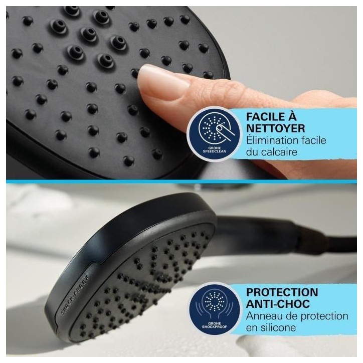Colonne de douche avec inverseur manuel - Economie d'eau - GROHE Vitalio Comfort 250 - Noir Mat - 266982431 Colonne de douche avec inverseur manuel - Economie d'eau - GROHE Vitalio Comfort 250 - Noir Mat - 266982431