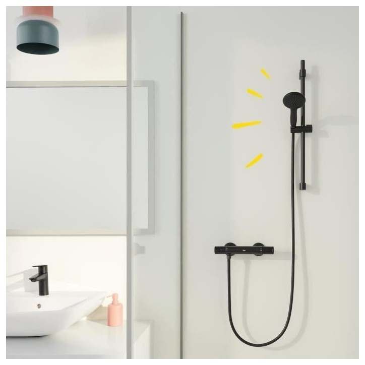 Ensemble de douche avec pommeau 2 jets, barre 60cm et flexible 1,75m - GROHE Vitalio Start 110 279482431 - Economie d'eau - Noir Ensemble de douche avec pommeau 2 jets, barre 60cm et flexible 1,75m - GROHE Vitalio Start 110 279482431 - Economie d'eau - Noir