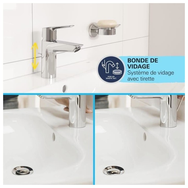 Mitigeur monocommande lavabo - GROHE Start - 234552432 - Noir mat - Taille M - Bec moyen - Economie d'eau - Tirette et vidage Mitigeur monocommande lavabo - GROHE Start - 234552432 - Noir mat - Taille M - Bec moyen - Economie d'eau - Tirette et vidage