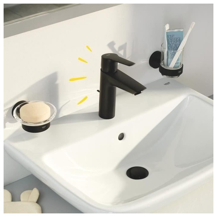 Mitigeur monocommande lavabo - GROHE Start - 242092432 - Noir mat - Taille S - Economie d'eau - Tirette et vidage Mitigeur monocommande lavabo - GROHE Start - 242092432 - Noir mat - Taille S - Economie d'eau - Tirette et vidage