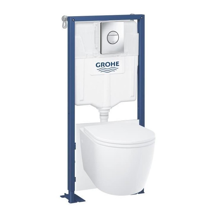 Pack Bâti support 5 en 1 - GROHE - Blanc - 1.13 m - Céramique - Plaque de commande + supports muraux + isolation + pipe coudé Pack Bâti support 5 en 1 - GROHE - Blanc - 1.13 m - Céramique - Plaque de commande + supports muraux + isolation + pipe coudé