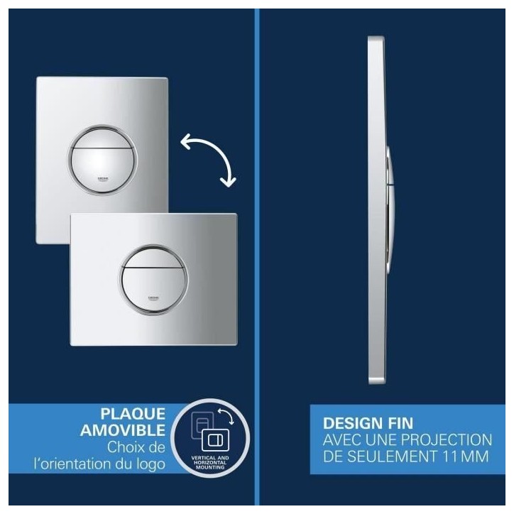 Pack Bâti support 5 en 1 - GROHE - Blanc - 1.13 m - Céramique - Plaque de commande + supports muraux + isolation + pipe coudé Pack Bâti support 5 en 1 - GROHE - Blanc - 1.13 m - Céramique - Plaque de commande + supports muraux + isolation + pipe coudé