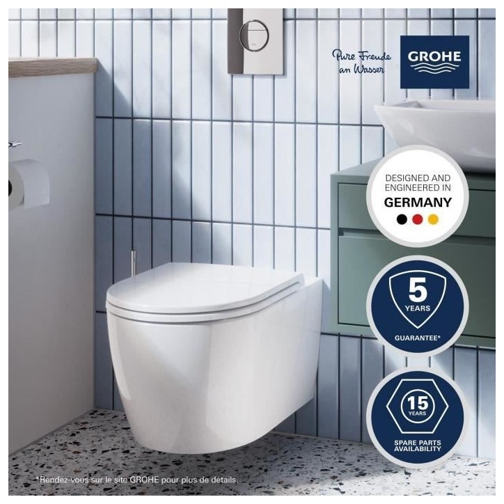 Pack Bâti support 5 en 1 - GROHE - Blanc - 1.13 m - Céramique - Plaque de commande + supports muraux + isolation + pipe coudé Pack Bâti support 5 en 1 - GROHE - Blanc - 1.13 m - Céramique - Plaque de commande + supports muraux + isolation + pipe coudé
