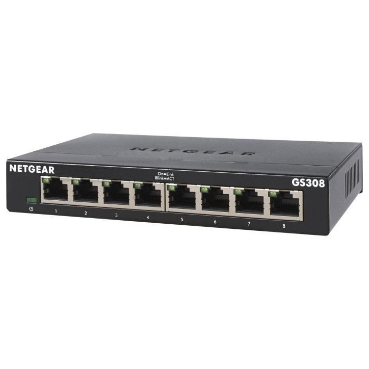 NETGEAR GS308-300PES Switch Ethernet Métal 8 ports Gigabit (10/100/1000) NETGEAR GS308-300PES Switch Ethernet Métal 8 ports Gigabit (10/100/1000)