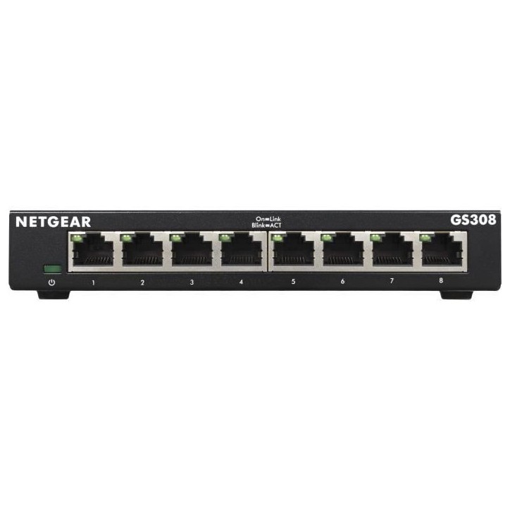 NETGEAR GS308-300PES Switch Ethernet Métal 8 ports Gigabit (10/100/1000) NETGEAR GS308-300PES Switch Ethernet Métal 8 ports Gigabit (10/100/1000)