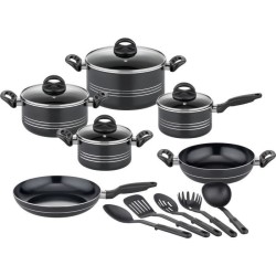 Batterie de cuisine - Induction - GSW - MILANO NERO - 15 pieces - Alum
