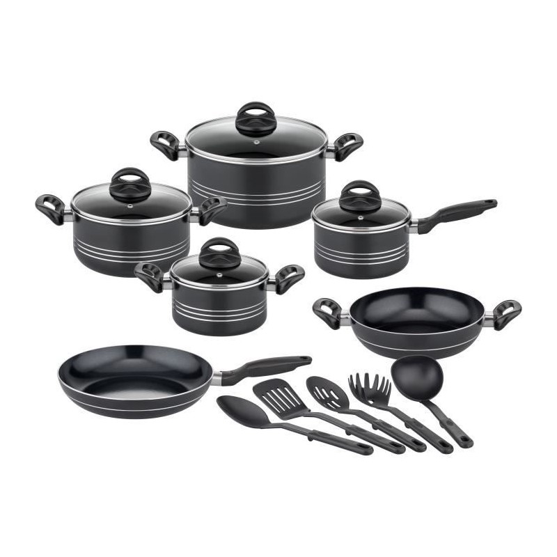 Batterie de cuisine - Induction - GSW - MILANO NERO - 15 pieces - Alum Batterie de cuisine - Induction - GSW - MILANO NERO - 15 pieces - Alum