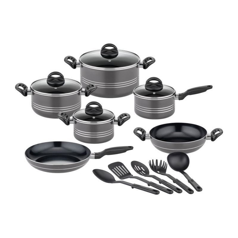 Batterie de cuisine - Induction - GSW - MILANO GREY - 15 pieces - Alum Batterie de cuisine - Induction - GSW - MILANO GREY - 15 pieces - Alum