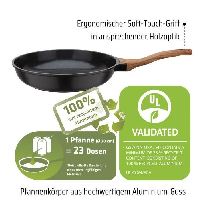 Poele fonte d'aluminium - GSW - NATURAL FIT - 20 cm - 100 % recyclée sans PFAS - Induction Poele fonte d'aluminium - GSW - NATURAL FIT - 20 cm - 100 % recyclée sans PFAS - Induction