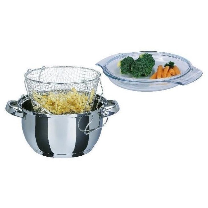 Friteuse - GSW - 488204 - Induction - 22 cm - Couvercle en verre - Acier inoxydable Friteuse - GSW - 488204 - Induction - 22 cm - Couvercle en verre - Acier inoxydable