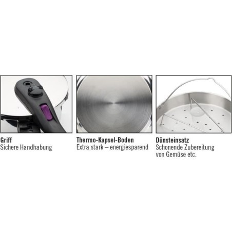 Autocuiseur - GSW - Rapide - 22 cm - 6 L - Induction - Acier inoxydable