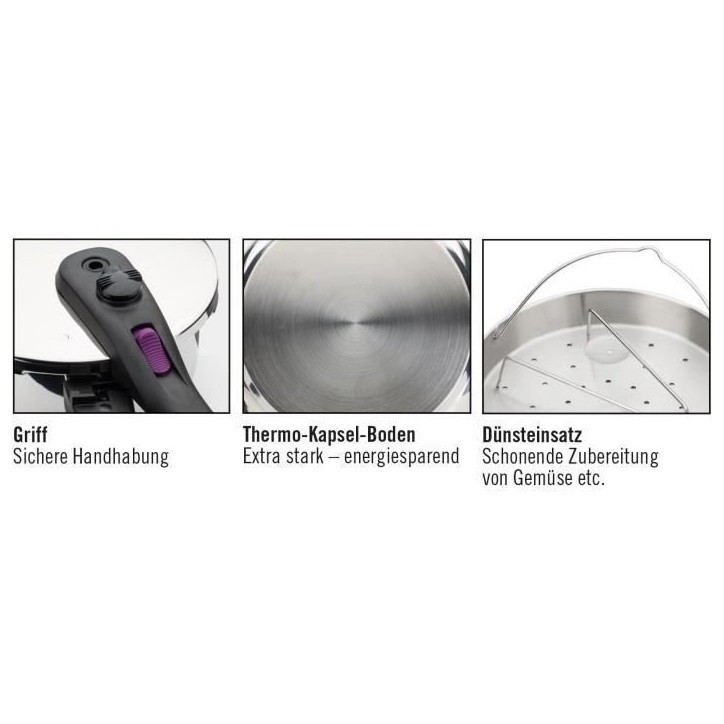 Autocuiseur - GSW - Rapide - 22 cm - 6 L - Induction - Acier inoxydable Autocuiseur - GSW - Rapide - 22 cm - 6 L - Induction - Acier inoxydable