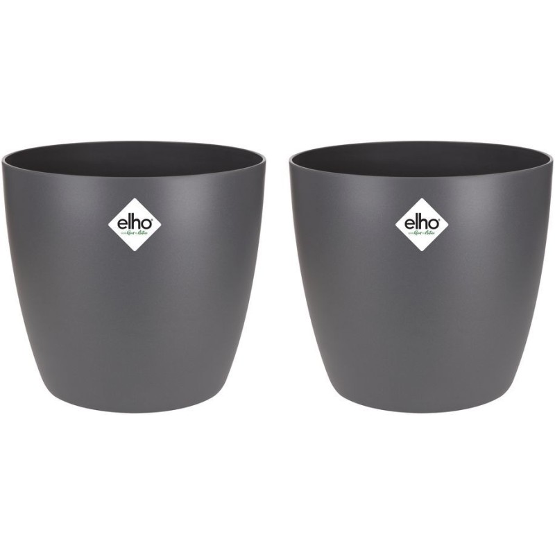 ELHO Lot de 2 pots de fleur rond Brussels - 17 L - Ø 25,1 x H 23.2 ELHO Lot de 2 pots de fleur rond Brussels - 17 L - Ø 25,1 x H 23.2