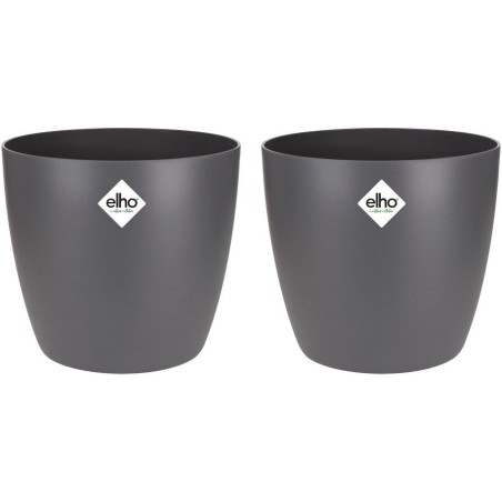 ELHO Lot de 2 pots de fleur rond Brussels - 17 L - Ø 25,1 x H 23.2