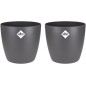 ELHO Lot de 2 pots de fleur rond Brussels - 17 L - Ø 25,1 x H 23.2 cm - Noir