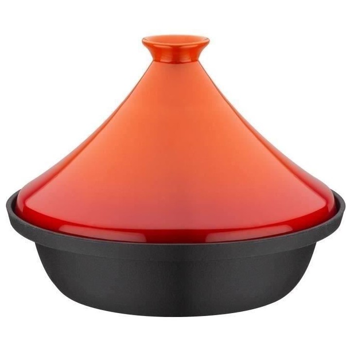 Tajine fonte massive - GSW - 30 x 22 cm - Couvercle céramique - Induction - Orange Tajine fonte massive - GSW - 30 x 22 cm - Couvercle céramique - Induction - Orange