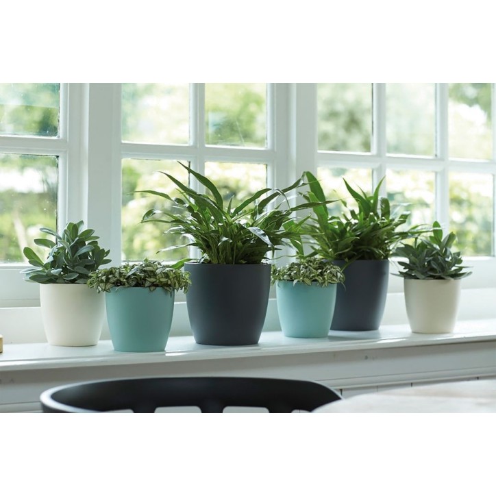 ELHO Lot de 2 pots de fleur rond Brussels - 17 L - Ø 25,1 x H 23.2 cm - Noir ELHO Lot de 2 pots de fleur rond Brussels - 17 L - Ø 25,1 x H 23.2 cm - Noir