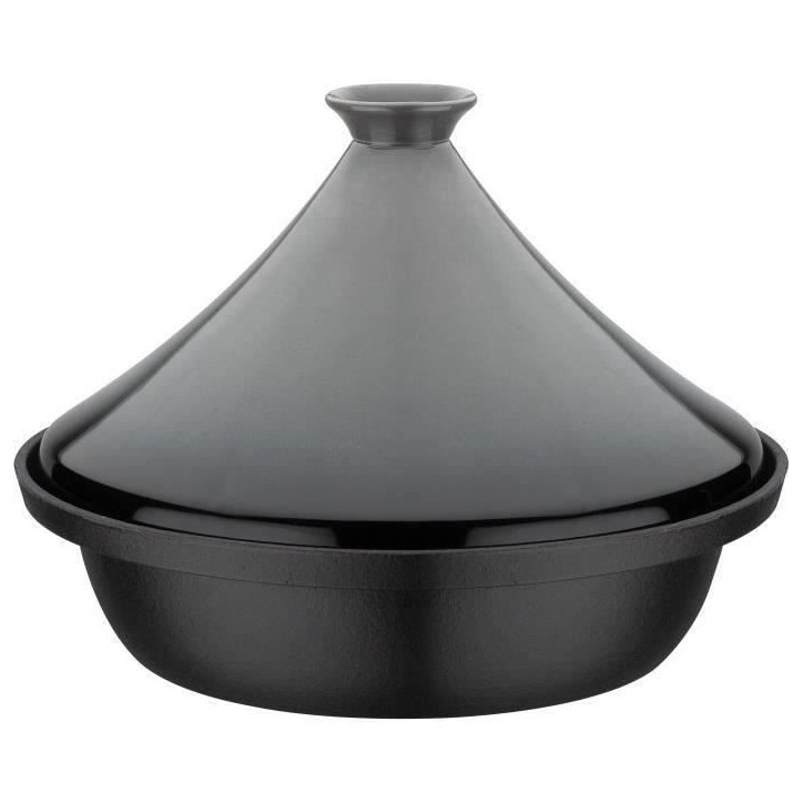Tajine fonte massive - GSW - 30 x 22 cm - Couvercle céramique - Induction - Gris Tajine fonte massive - GSW - 30 x 22 cm - Couvercle céramique - Induction - Gris