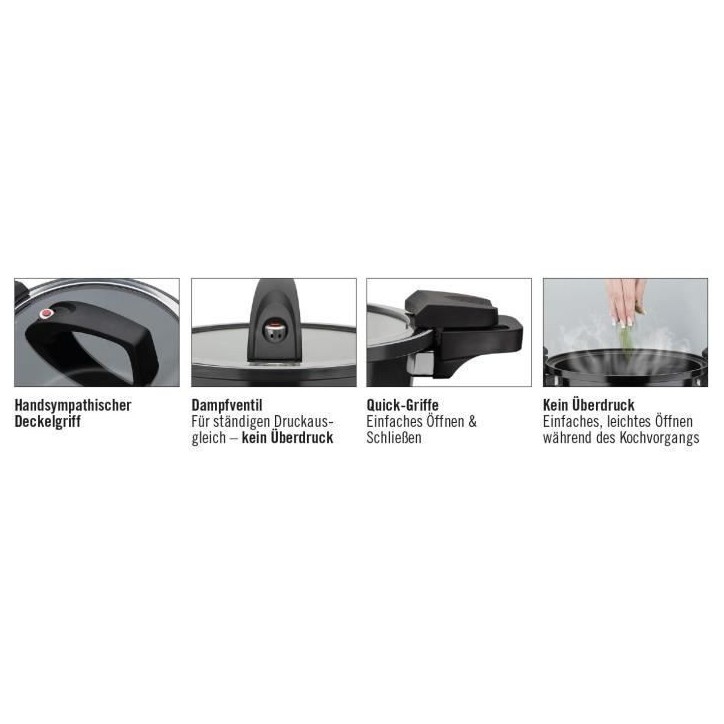 Cuiseur basse pression - GSW - 24 cm - 4 L - Aluminium forgé - Induction - Noir Cuiseur basse pression - GSW - 24 cm - 4 L - Aluminium forgé - Induction - Noir