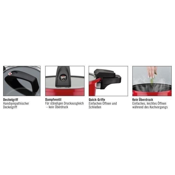 Cuiseur basse pression - GSW - 24 cm - 6 L - Aluminium forgé - Induction - Rouge Cuiseur basse pression - GSW - 24 cm - 6 L - Aluminium forgé - Induction - Rouge