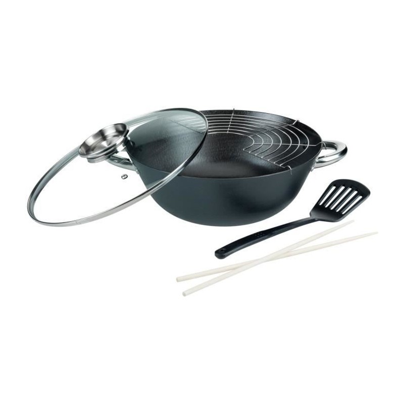 Wok multifonction 5 pieces - GSW - 860956 - Fonte d'acier - 32 cm - To