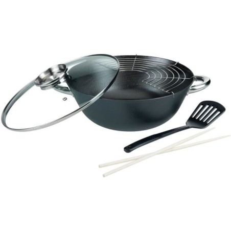 Wok multifonction 5 pieces - GSW - 860956 - Fonte d'acier - 32 cm - To