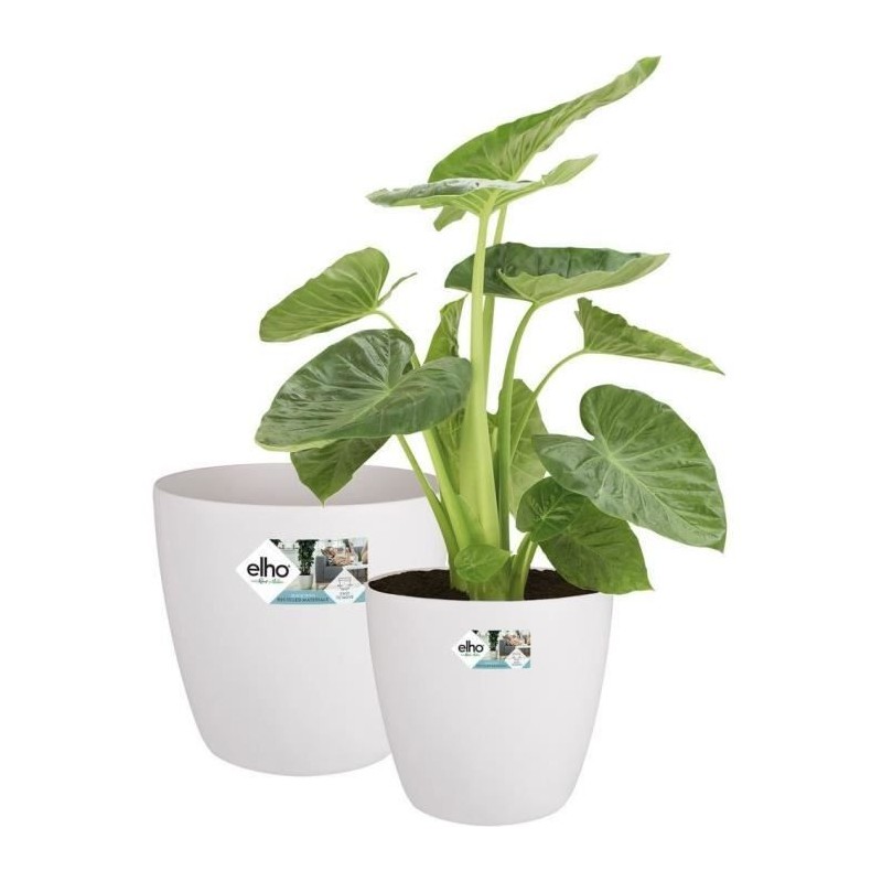 ELHO Lot de 2 pots de fleur rond a roulettes Brussels - Ø35 x H33 c ELHO Lot de 2 pots de fleur rond a roulettes Brussels - Ø35 x H33 c