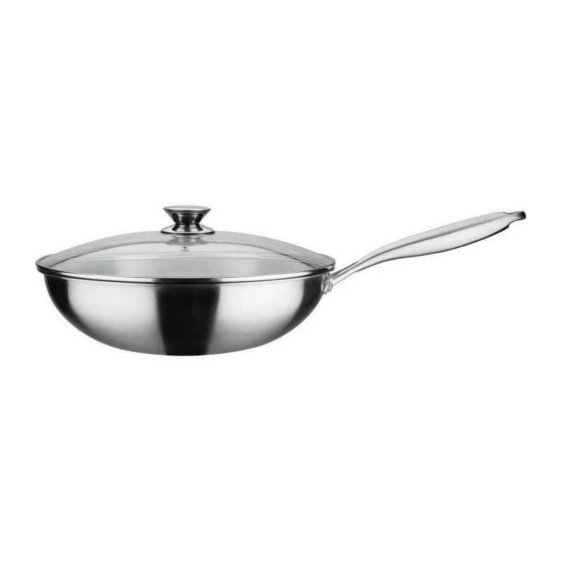 Wok professionnel - GSW - 32 cm - Induction - Acier inoxydable massif Wok professionnel - GSW - 32 cm - Induction - Acier inoxydable massif